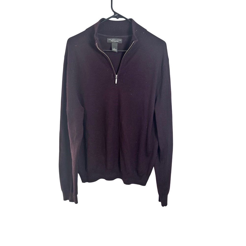 The Mens Store Bloomingdales Merino Wool Quarter Zip Pullover Burgundy Large